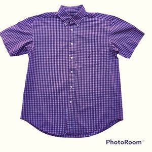 Nautica Top Mens short sleeve button down red navy white plaid shirt size XL